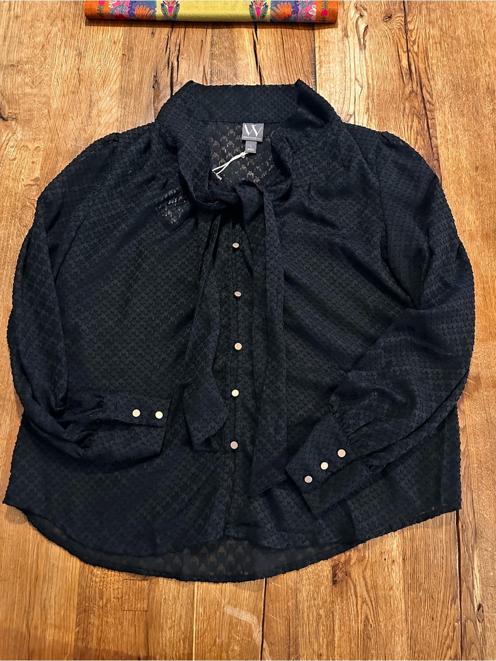 NWT Worthington sheer blouse with tie front